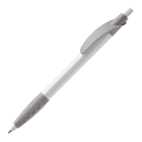 Bolígrafo Cosmo Grip Sólido Blanco-Plata | Impresión De Pantalla 1 color | 90 grados del clip | 33 mm x 25 mm | no disponible