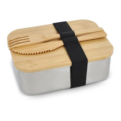 Fiambrera de acero inoxidable con tapa de bambú