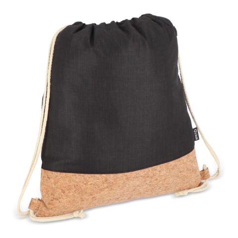 Bolsa con cordón R-PET y corcho 35 x 40cm Negro | sin montaje de publicidad | no disponible | no disponible