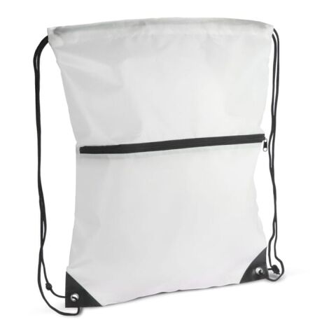Bolsa con cordón 210T R-PET con cremallera Blanco | sin montaje de publicidad | no disponible | no disponible | no disponible