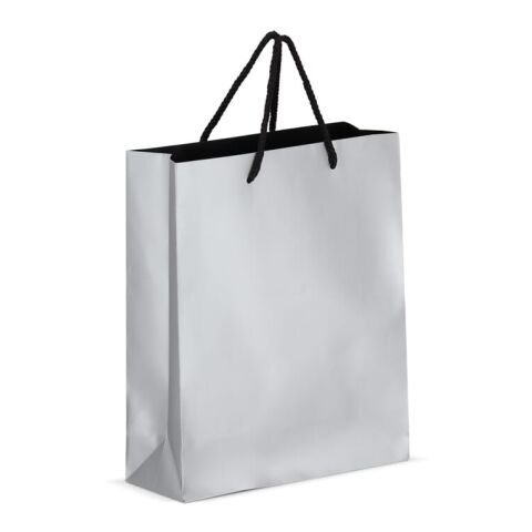 Bolsa de regalo de papel FSC 24 x 10 x 30 cm 200 g/m². Plata | sin montaje de publicidad
