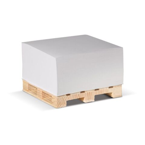 Cubo de notas 10x10x5cm FSC en palé de madera Blanco | sin montaje de publicidad | no disponible | no disponible | no disponible