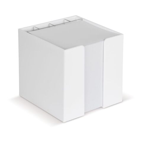 Bloque de notas 10x10x10cm FSC en caja de cubo con compartimentos para artículos Blanco | sin montaje de publicidad | no disponible | no disponible | no disponible