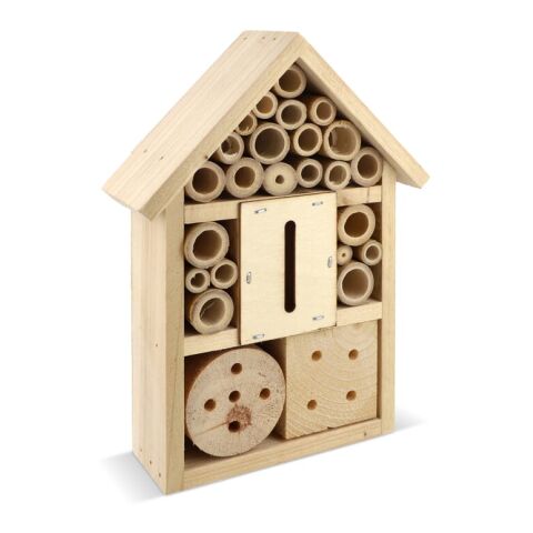 Hotel para insectos fabricado con madera FSC