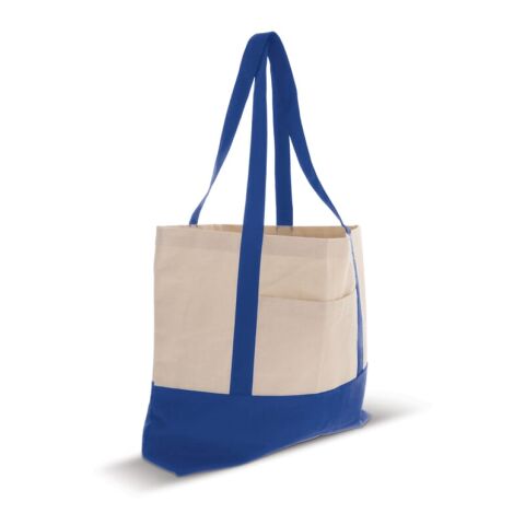 Bolsa de playa lona de algodón OEKO-TEX® 280g/m² 42x10x30cm Azul / Blanco | sin montaje de publicidad | no disponible | no disponible | no disponible