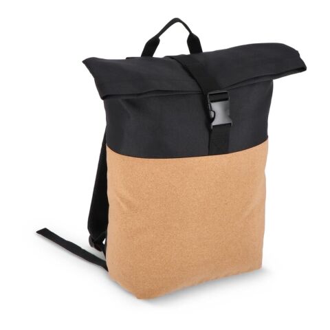 Mochila Rolltop corcho y R-PET 18L Negro | sin montaje de publicidad | no disponible | no disponible | no disponible