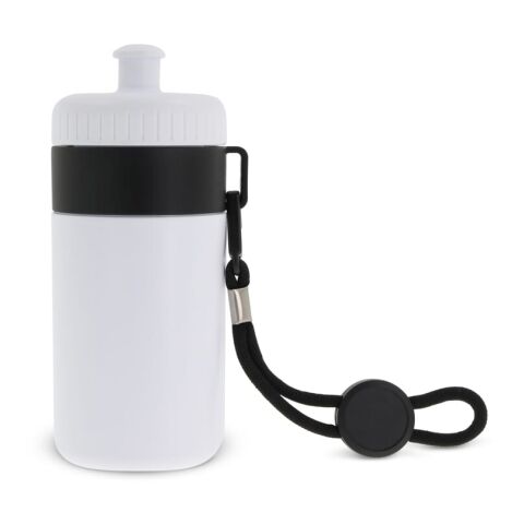 Botella de deporte con borde 500ml Blanco-Negro | sin montaje de publicidad | no disponible | no disponible | no disponible