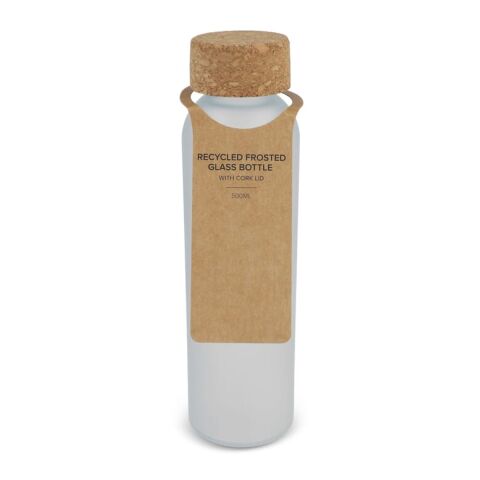 Botella de vidrio reciclado esmerilado con tapa de corcho 500ml