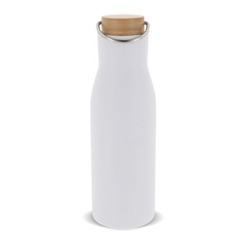 Botella térmica con tapón de bambú 500ml Blanco | sin montaje de publicidad | no disponible | no disponible | no disponible