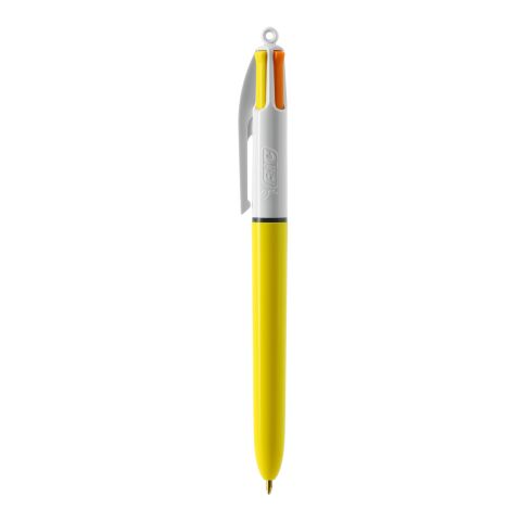 BIC® 4 Colours Sun ballpen + Lanyard Blanco-amarillo | sin montaje de publicidad | no disponible | no disponible