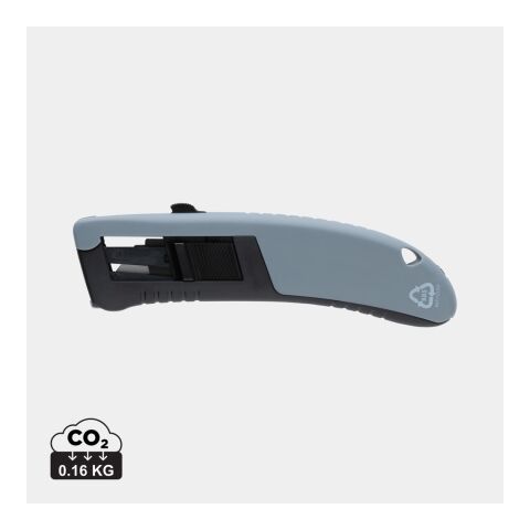 Cuchillo de seguridad retractil de plástico reciclado RCS gris | sin montaje de publicidad | no disponible | no disponible | no disponible