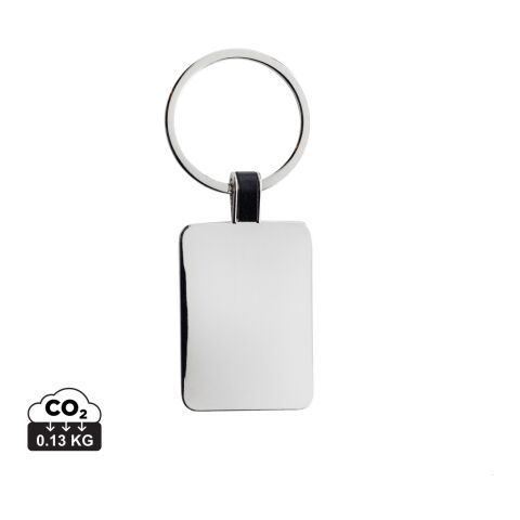 Llavero rectangular de aleación de zinc reciclado RCS plata | sin montaje de publicidad | no disponible | no disponible