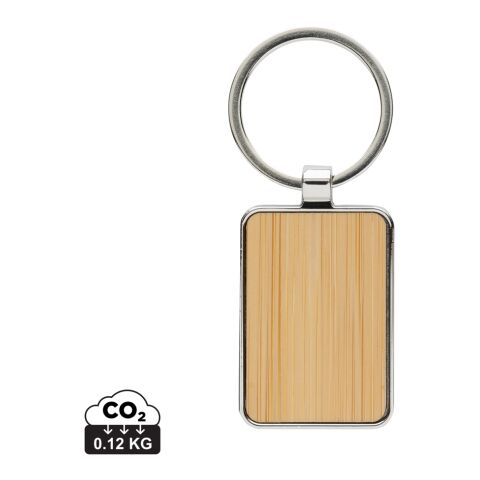 Llavero rectangular aleación de zinc reciclado RCS con bambú
