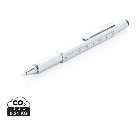 Bolígrafo herramienta 5 en 1 gris | sin montaje de publicidad | no disponible | no disponible | no disponible
