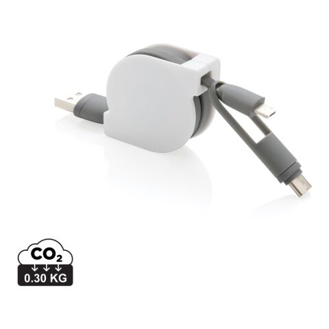 Cable 3 en 1 retráctil gris | sin montaje de publicidad | no disponible | no disponible