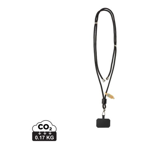 Lanyard ajustable teléfono CarryLoop RCS PET reciclado negro | sin montaje de publicidad | no disponible | no disponible