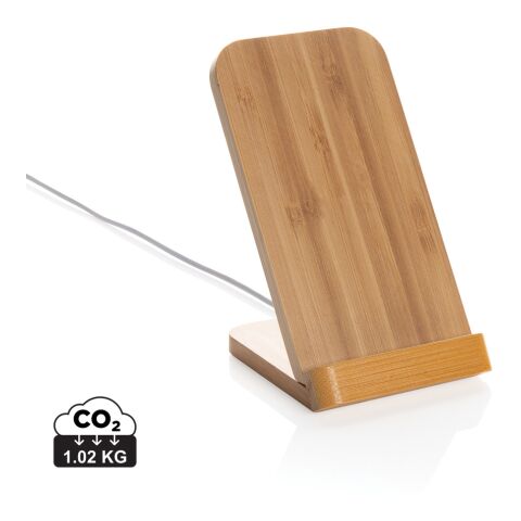 Soporte de carga inalámbrica de 5W de bambú certificado FSC® marron | sin montaje de publicidad | no disponible | no disponible