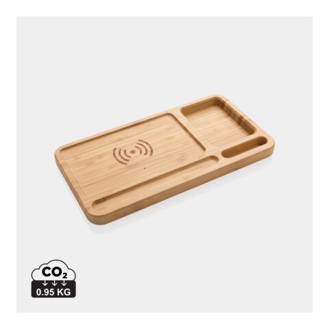 Organizador de escritorio y cargador 10W de bambú FSC® marron | sin montaje de publicidad | no disponible | no disponible