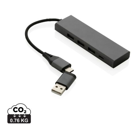 Hub Terra de aluminio reciclado RCS con 3 puertos USB gris | sin montaje de publicidad | no disponible | no disponible