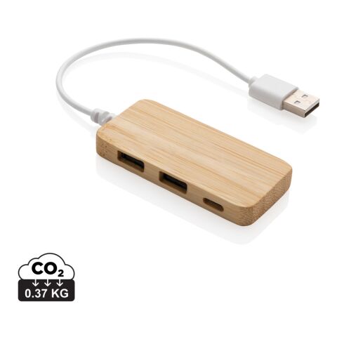 Hub de bambú con tipo C marron | sin montaje de publicidad | no disponible | no disponible