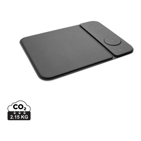 Alfombrilla de ratón Swiss Peak RCS PU reciclado 15W 3 en 1 negro | sin montaje de publicidad | no disponible | no disponible