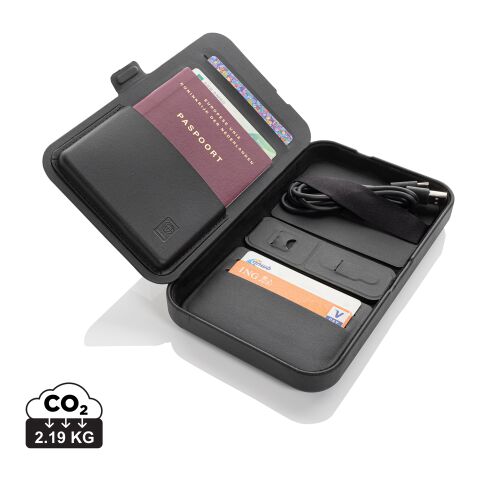 Estuche viaje reciclado RCS Swiss Peak con cargador 3 en 1 negro | sin montaje de publicidad | no disponible | no disponible