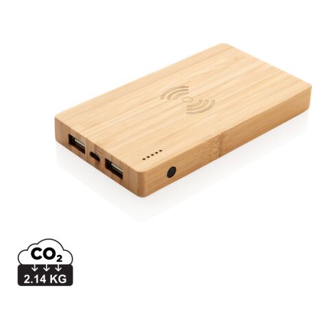 Batería externa Bambú 4.000 mAh inalámbrica 5W marron | sin montaje de publicidad | no disponible | no disponible