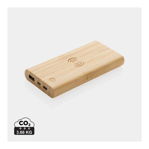Powerbank inalámbrico de bambú 8.000 mAh 5W certificado FSC marron | sin montaje de publicidad | no disponible | no disponible