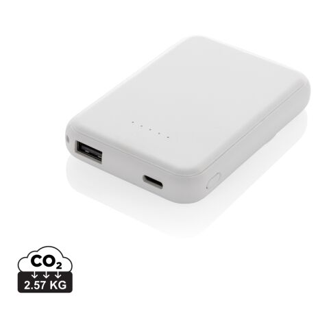 Powerbank Stellar magnético 5000 mAh y 5W plástico reciclado blanco | sin montaje de publicidad | no disponible | no disponible