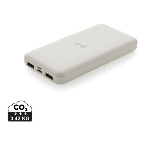 Powerbank inalámbrico de plástico reciclado estándar RCS blanco | sin montaje de publicidad | no disponible | no disponible