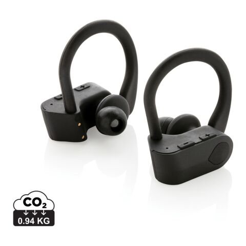 Auriculares deportivos TWS en estuche de carga negro | sin montaje de publicidad | no disponible | no disponible