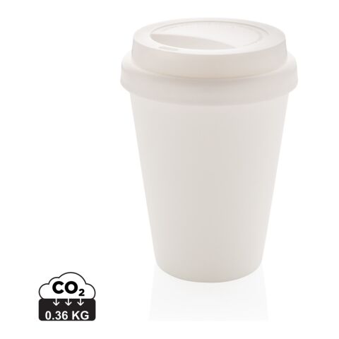 Taza de café reutilizable de doble pared 300ml blanco | sin montaje de publicidad | no disponible | no disponible