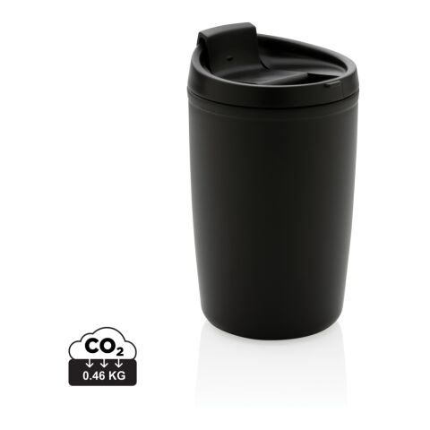 Taza de PP reciclado GRS con tapa abatible negro | sin montaje de publicidad | no disponible | no disponible