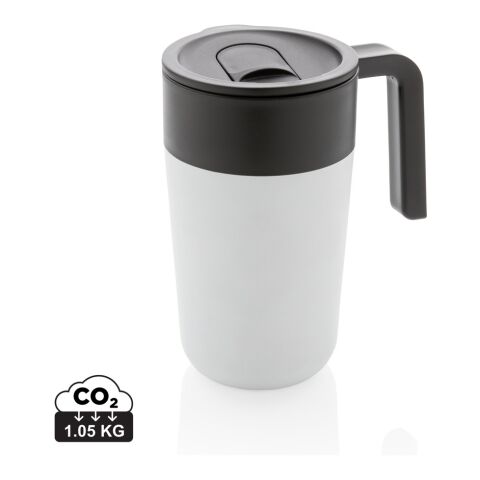 Taza con asa de PP y SS Reciclado GRS blanco | sin montaje de publicidad | no disponible | no disponible