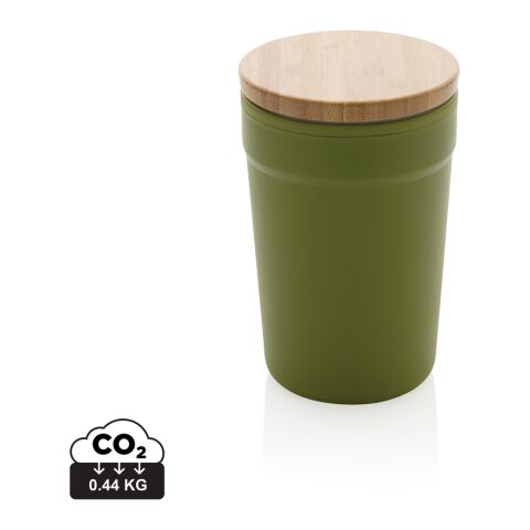Taza GRS RPP con tapa de bambú FSC® verde | sin montaje de publicidad | no disponible | no disponible