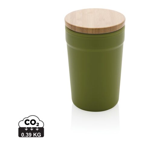 Taza GRS RPP con tapa de bambú FSC® verde | sin montaje de publicidad | no disponible | no disponible