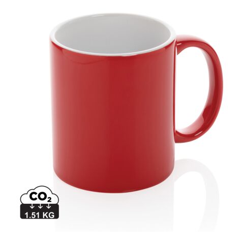 Taza básica de cerámica rojo | sin montaje de publicidad | no disponible | no disponible