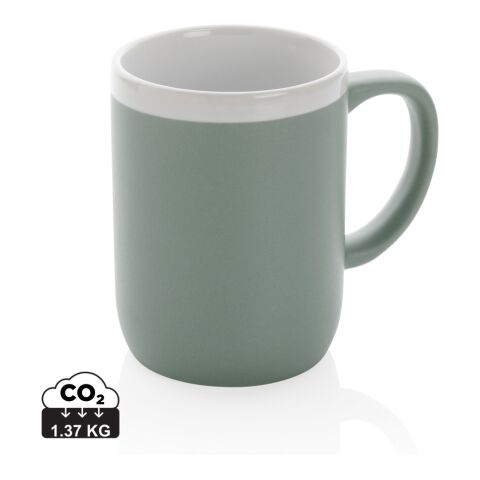 Taza de cerámica con borde blanco verde-blanco | sin montaje de publicidad | no disponible | no disponible