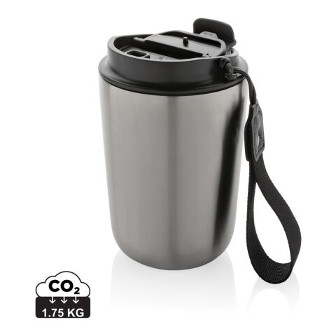 Vaso al vacío Cuppa RCS re-steel con cordón plata-negro | sin montaje de publicidad | no disponible | no disponible