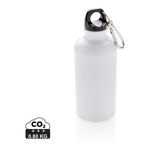 Botella deportiva de aluminio reutilizable con mosquetón blanco | sin montaje de publicidad | no disponible | no disponible