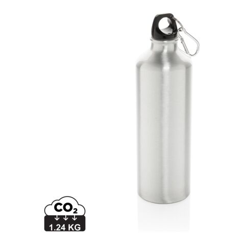 Botella de agua XL de aluminio con mosquetón plata-negro | sin montaje de publicidad | no disponible | no disponible