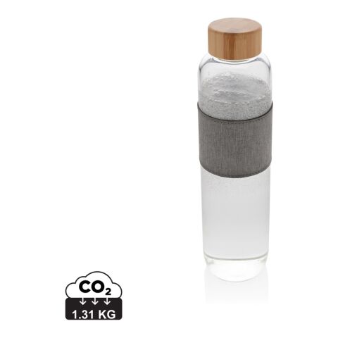 Botella Impact de vidrio de borosilicato con bambú blanco-gris | sin montaje de publicidad | no disponible | no disponible