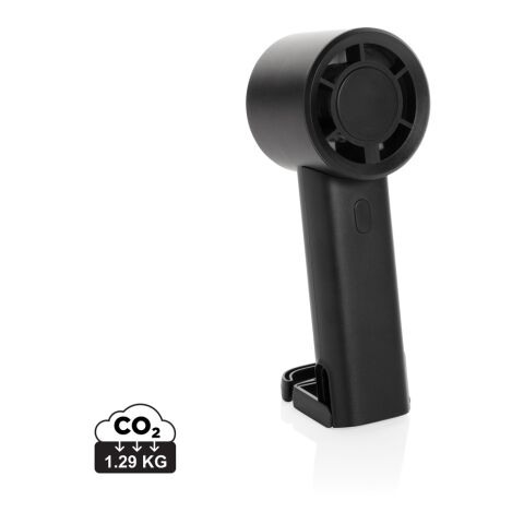 Ventilador portátil recargable Twist RCS plástico reciclado negro | sin montaje de publicidad | no disponible | no disponible