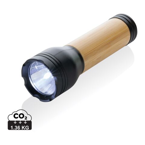 Linterna Lucid 3W RCS reciclado y bambú certificado RCS negro-marrón | sin montaje de publicidad | no disponible | no disponible
