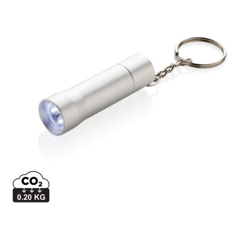 Linterna llavero de aluminio reciclado Flash RCS gris plateado | sin montaje de publicidad | no disponible | no disponible
