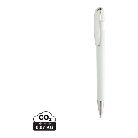 Bolígrafo con clip metálico R-ABS certificación Glide GRS blanco | sin montaje de publicidad | no disponible | no disponible