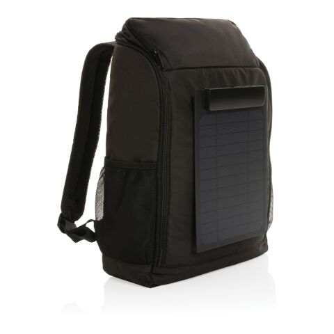 Mochila de lujo Pedro AWARE™ RPET con panel solar de 5W negro | sin montaje de publicidad | no disponible | no disponible