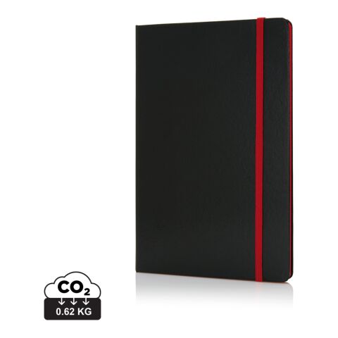 Libreta A5 con bordes en color rojo-negro | sin montaje de publicidad | no disponible | no disponible