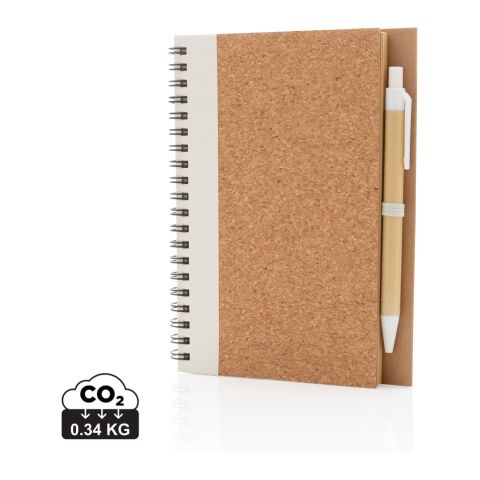 Cuaderno espiral de corcho con bolígrafo