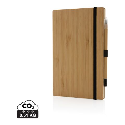 Set de cuaderno y lápiz infinito de bambú FSC® marron | sin montaje de publicidad | no disponible | no disponible